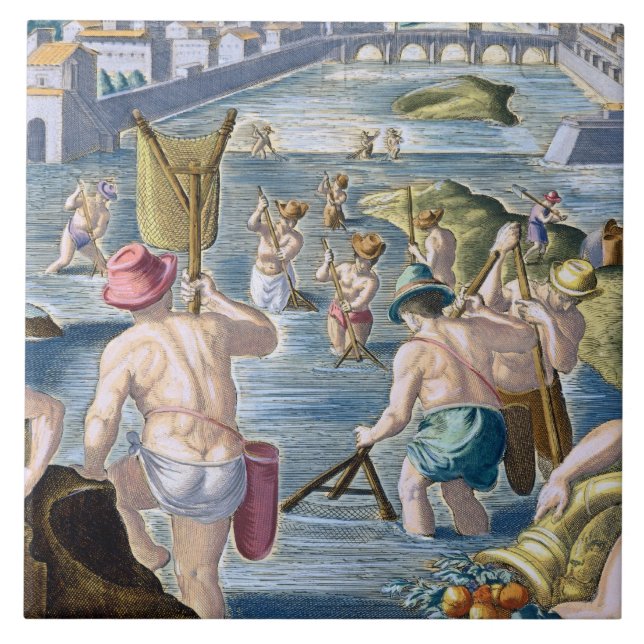 Fishing in Shallow Waters Using Nets, plate 96 fro Tile (Front)