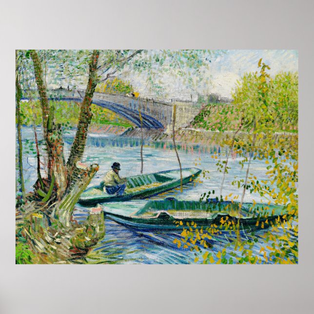 Fishing in Spring by Vincent van Gogh Poster (Front)