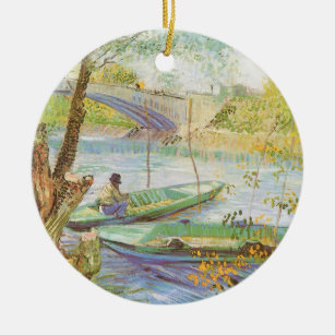 Fishing in Spring, Pont de Clichy Vincent van Gogh Ceramic Ornament