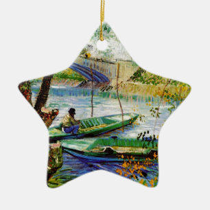 Fishing in Spring, Vincent van Gogh. Beautiful fis Ceramic Ornament