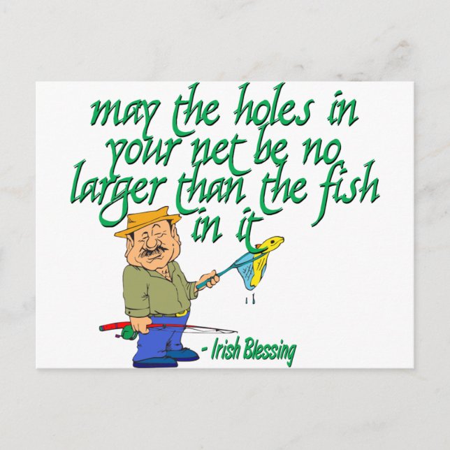 Fishing Irish Blessing Postcard (Front)