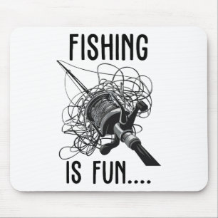 Fishing Is Fun Funny Outdoor Fishing Bird's Nest Mouse Pad