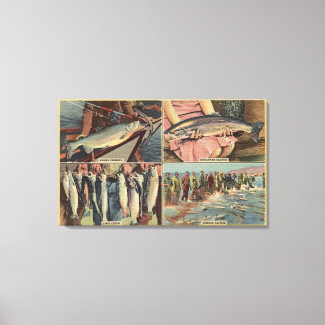 "Fishing is Good in the Northwest" - Chinook Canvas Print (Front)