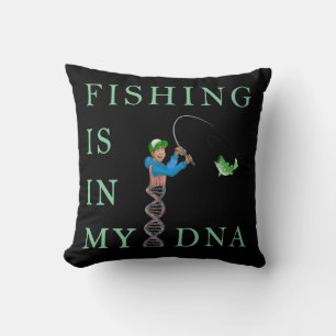 Fishing is in my DNA Throw Pillow