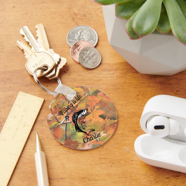 Fishing is Life Personalized Rod Reel Line Hook  Keychain (Desk)
