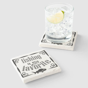 Fishing is my favourite quote stone coaster