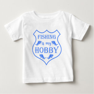 Fishing is my hobby shield quote on crest baby T-Shirt