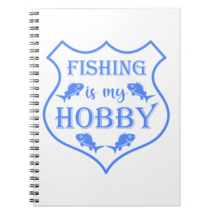 Fishing is my hobby shield quote on crest  notebook
