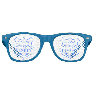 Fishing is my hobby shield quote on crest  retro sunglasses