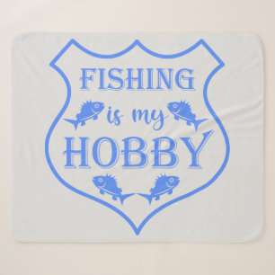 Fishing is my hobby shield quote on crest  sherpa blanket