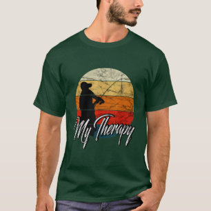 Fishing Is My Therapy Funny Vintage Retro Fishing T-Shirt