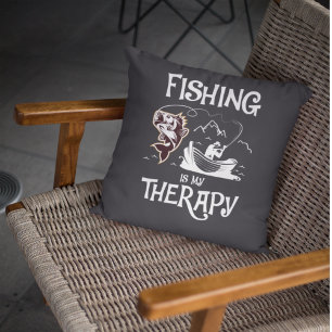 Fishing is my therapy  throw pillow