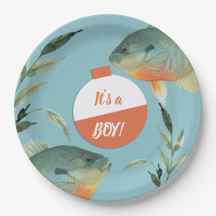 Fishing Its a Boy Baby Shower Paper Plate