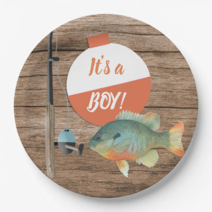 Fishing Its a Boy Baby Shower Paper Plate