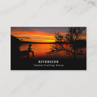 Fishing Lake Landscape, Fisherman, Fisher Business Card
