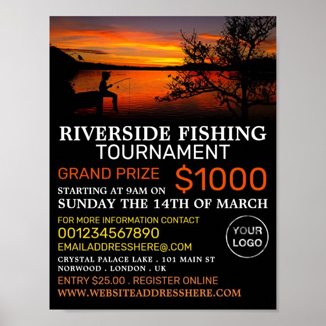 Fishing Lake Landscape, Fishing Tournament Event Poster (Front)
