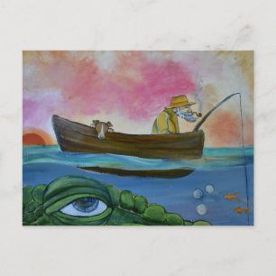 Fishing Lake Monster  Postcard
