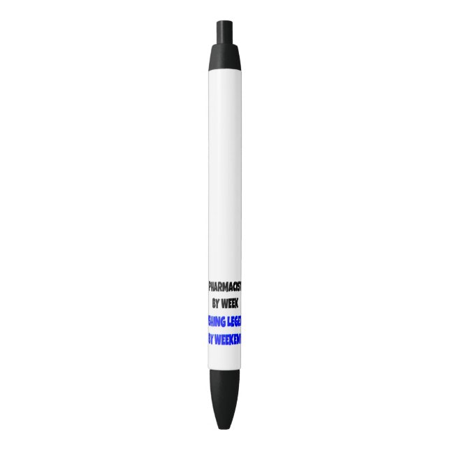 Fishing Legend Pharmacist Joke Black Ink Pen (Front Vertical)
