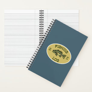 Fishing Log Vintage Rich Blue, Green, Beige Gift Notebook