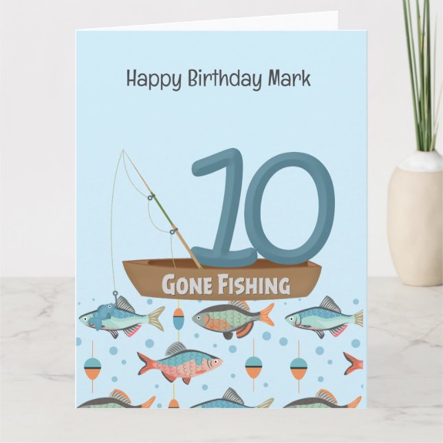 Fishing  Lover 10th  Birthday  Card (Front)