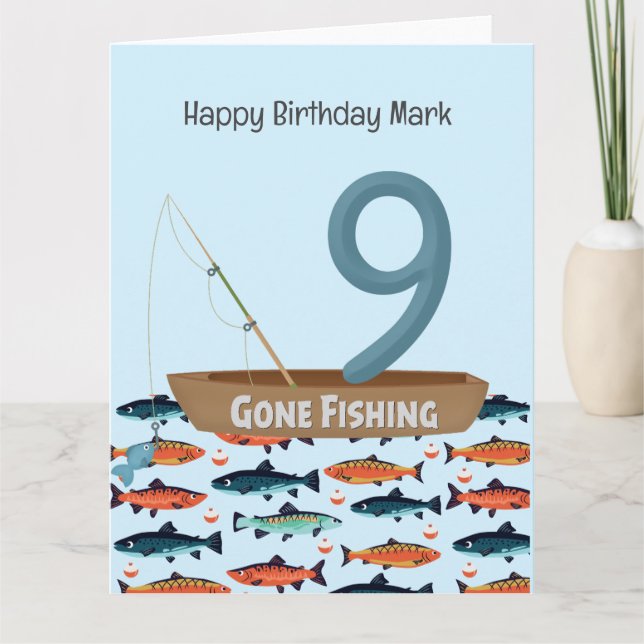 Fishing  Lover 9th Birthday  Card (Front)