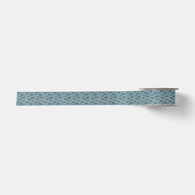 Fishing Lover Fish Pattern design Satin Ribbon (Front)