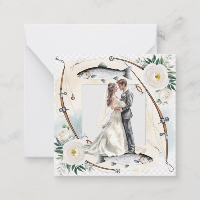 Fishing Lover Greeting Happy Wedding  Card (Front)