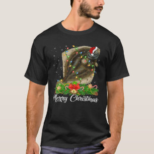 Fishing Lover Matching Santa Hat Halibut Fish Chri T-Shirt