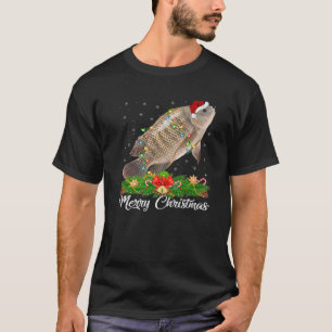 Fishing Lover Matching Santa Hat Tilapia Fish Chri T-Shirt