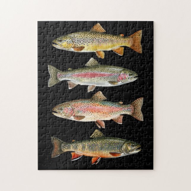 Fishing Lover  – Trout Fishing Design Jigsaw Puzzle (Vertical)