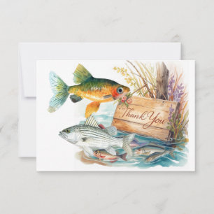 Fishing Lover  Watercolor Lake Fishing themed Thank You Card
