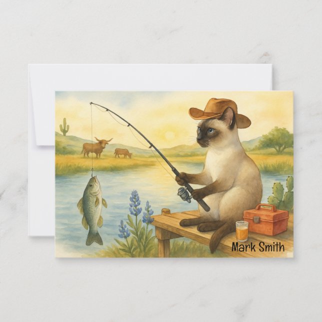 Fishing Lover watercolor  Thank You Card (Front)