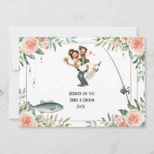Fishing Lover wedding with rod and flowers  Invitation