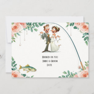 Fishing Lover wedding with rod and flowers Invitation