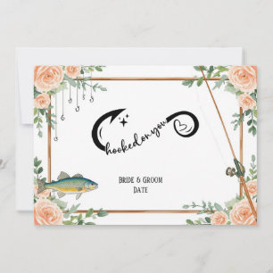 Fishing Lover wedding with rod and flowers  Invitation