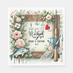 Fishing Lover wedding with rod and flowers Napkin