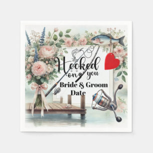 Fishing Lover wedding with rod and flowers Napkin
