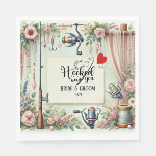 Fishing Lover wedding with rod and flowers Napkin