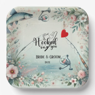 Fishing Lover wedding with rod and flowers  Paper Plate