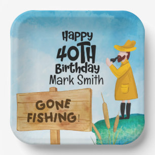 Fishing Lovers 40th Birthday Paper Plate