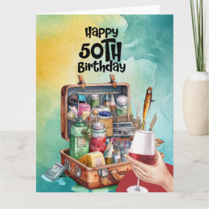 Fishing lovers 50th  birthday fishing  card