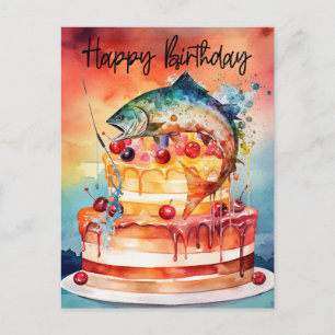 Fishing lovers birthday fishing postcard