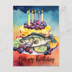 Fishing lovers  birthday fishing  postcard