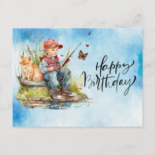 Fishing lovers birthday postcard