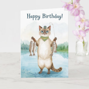 Fishing lovers birthday with Fish watercolor  Card