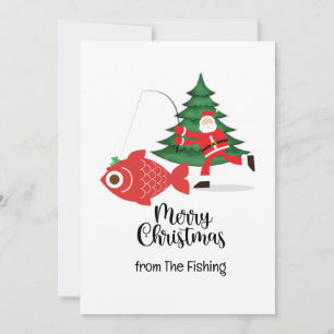 Fishing Lovers Christmas Holiday with Santa Claus Card