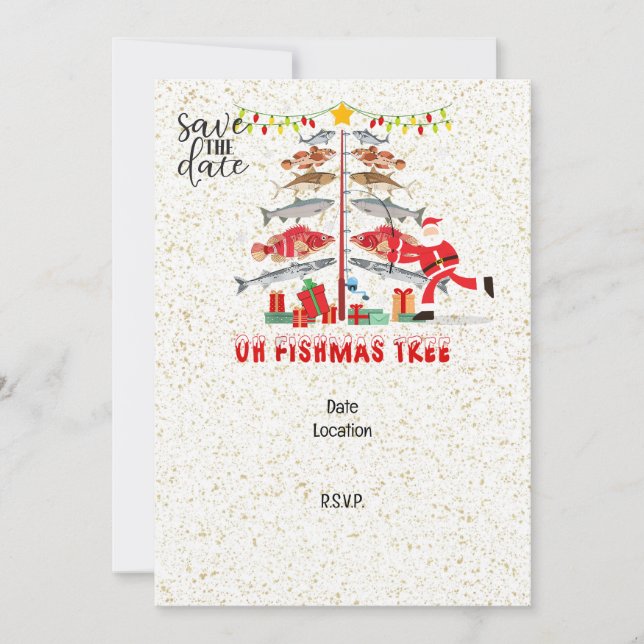Fishing Lovers Christmas Holiday with Santa Claus Invitation (Front)