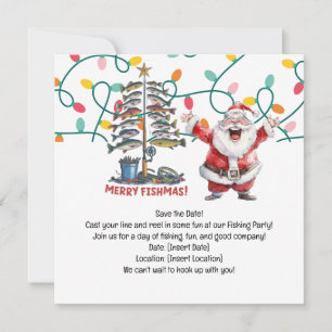 Fishing Lovers Christmas Holiday with Santa Claus Save The Date