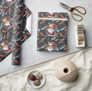 Fishing Lovers Christmas  Santa Claus Wrapping Paper