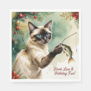 Fishing Lovers Christmas themed for Cat lovers Napkin